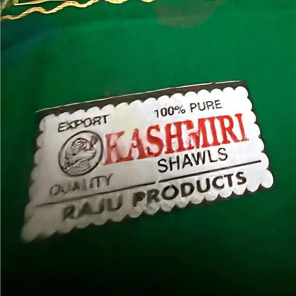 Kashmiri Luxurious Green and Gold Embroidered scarf/Throw Blanket